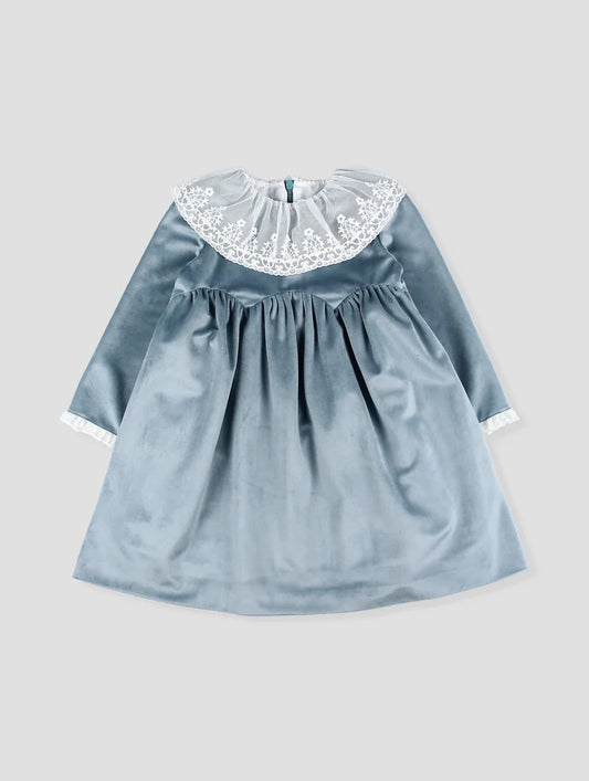 Vestido Terciopelo Azul Foque