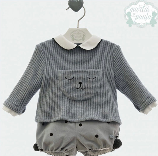 Conjunto Niño Gris Puntos