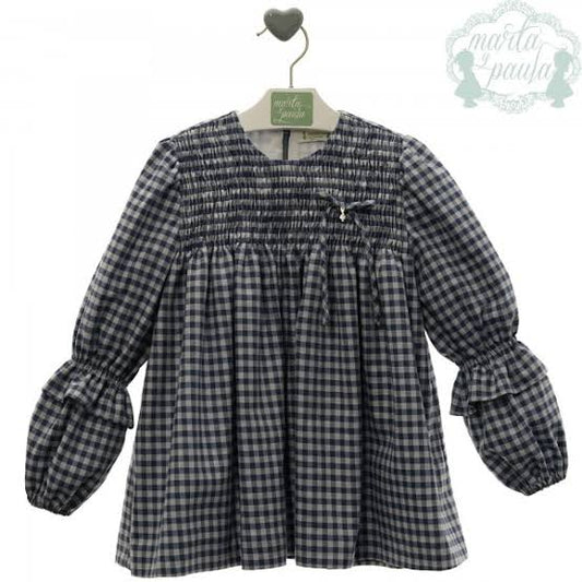 Vestido Marino Cuadros Marta Y Paula