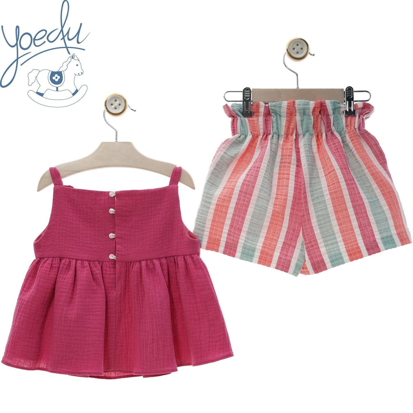 Conjunto Blusa Fucsia Y Short Colores Yoedu