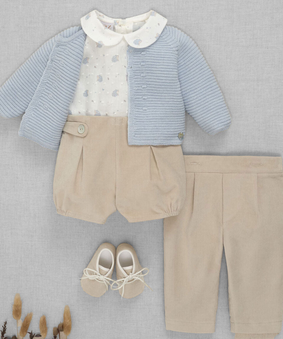 Conjunto Azul Beige Erizos Paz Rodriguez