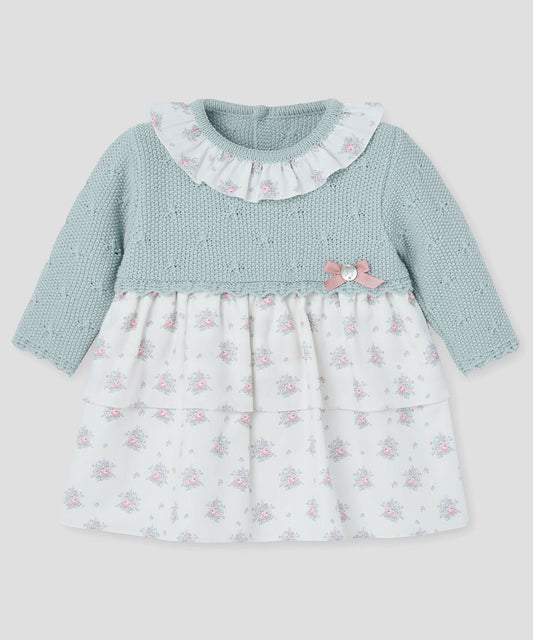 Vestido Tejido Verde Flores Cuello Paz Rodríguez