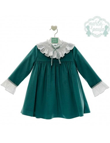 Vestido Verde Terciopelo Moño Marta y Paula