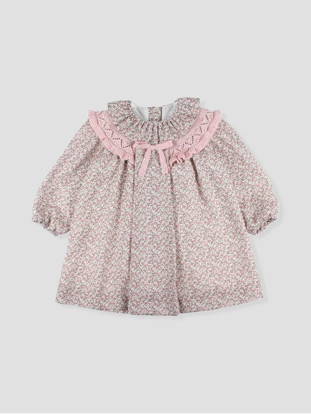 Vestido Rosa Flores Tejido Foque