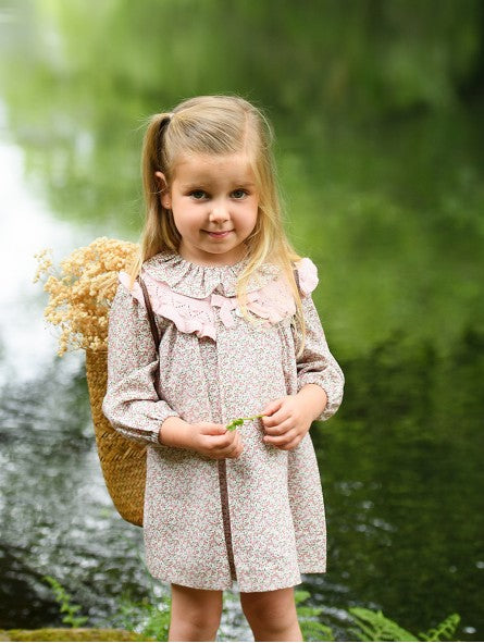 Vestido Rosa Flores Tejido Foque