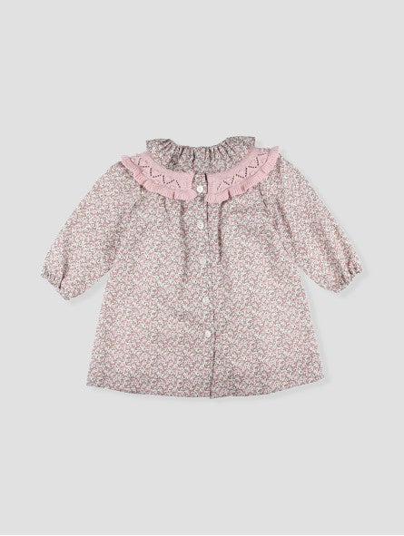 Vestido Rosa Flores Tejido Foque