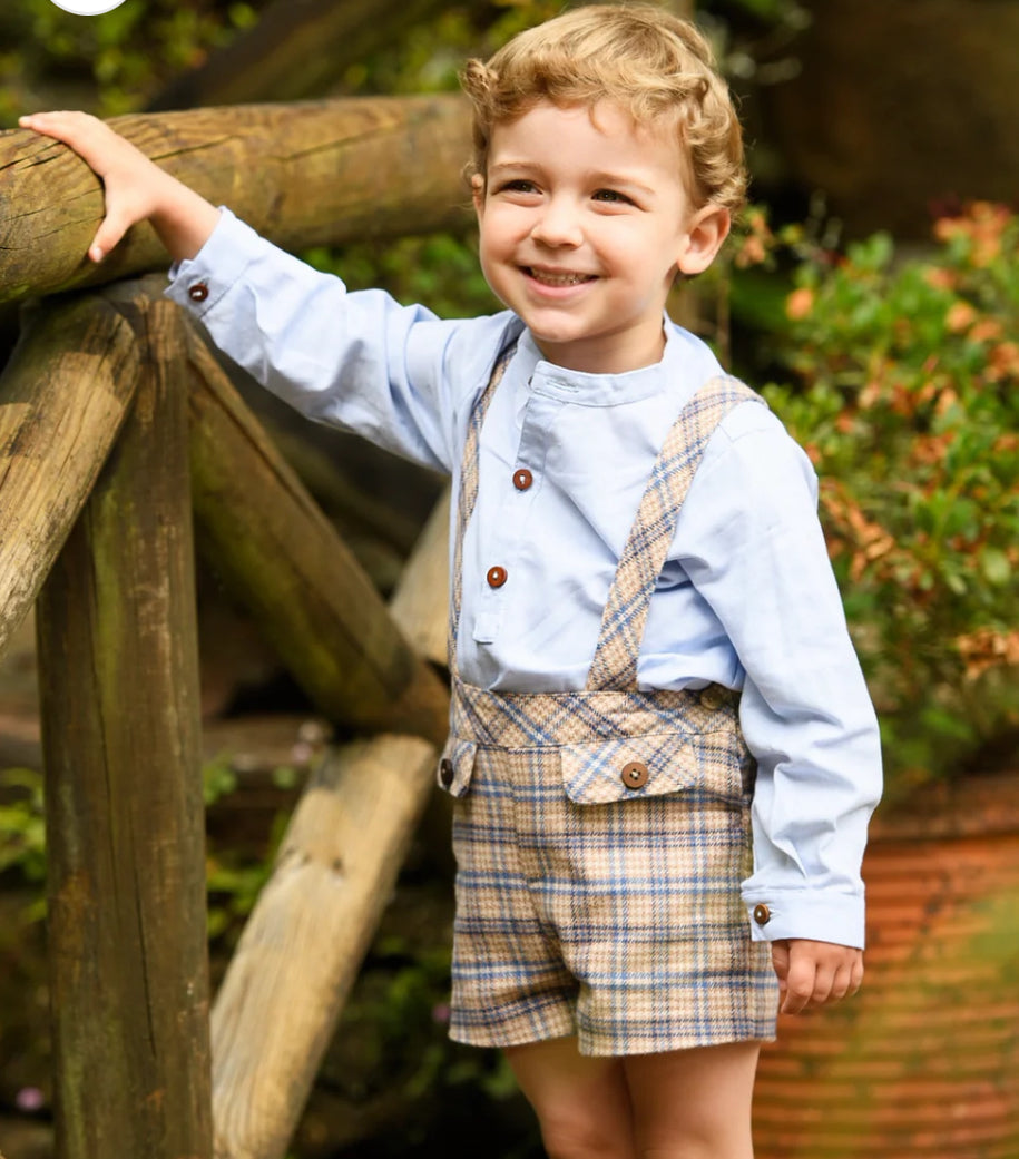 Peto Azul Beige Cuadros Foque