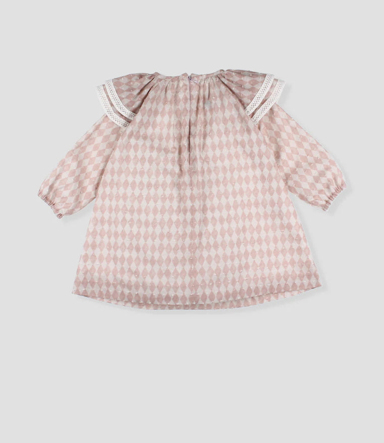 Vestido Palo de Rosa Rombos Pompones Foque