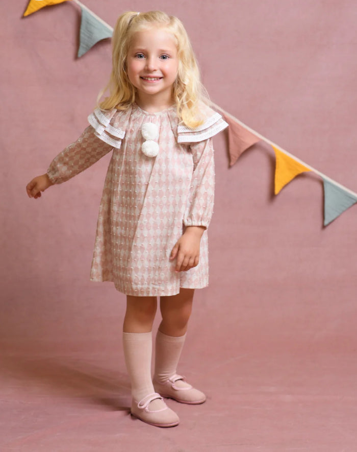Vestido Palo de Rosa Rombos Pompones Foque
