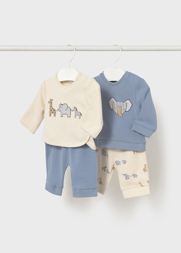 Set Pijamas Beige Azul Animalitos Mayoral