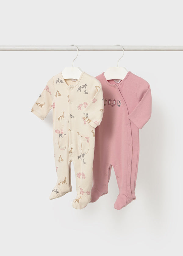 Set Pijamas Beige Rosa Animalitos Mayoral