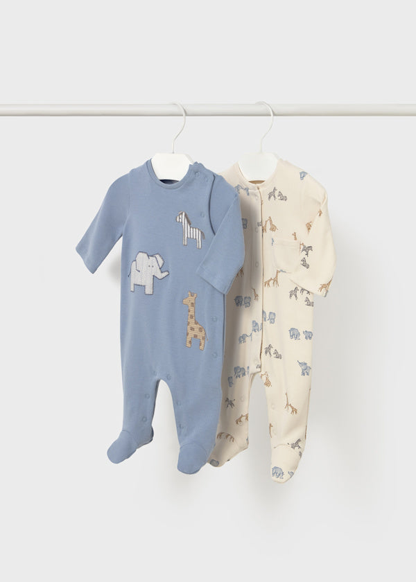 Set Pijamas Beige Azul Animalitos Mayoral
