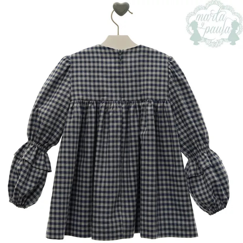 Vestido Marino Cuadros Marta Y Paula