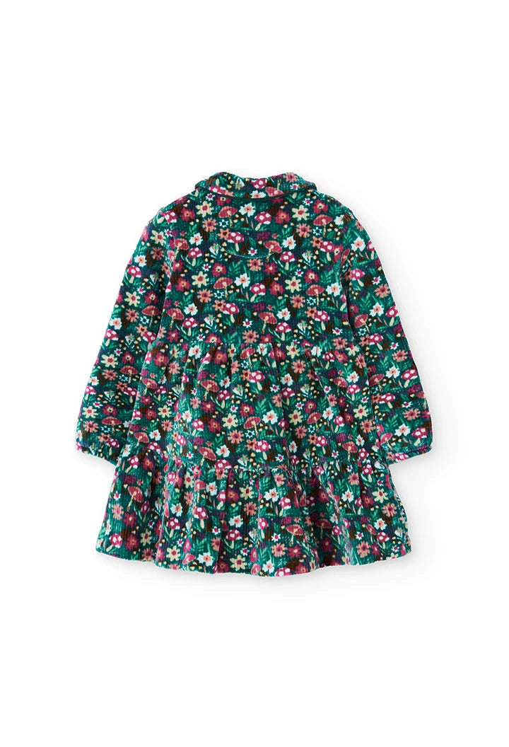 Vestido Verde Flores Pana Boboli