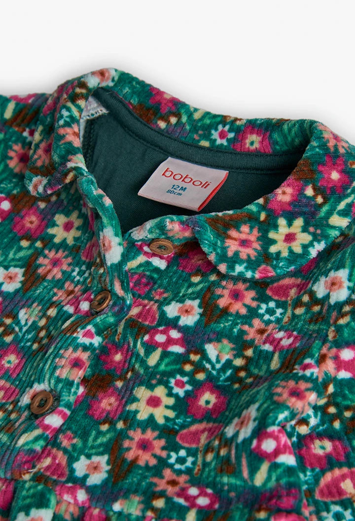 Vestido Verde Flores Pana Boboli