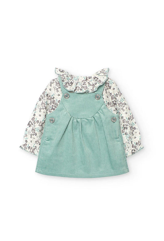 Vestido Verde Pana Flores Boboli