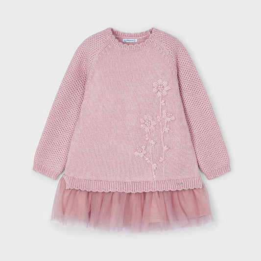 Vestido De Punto Palo De Rosa Tul Mayoral