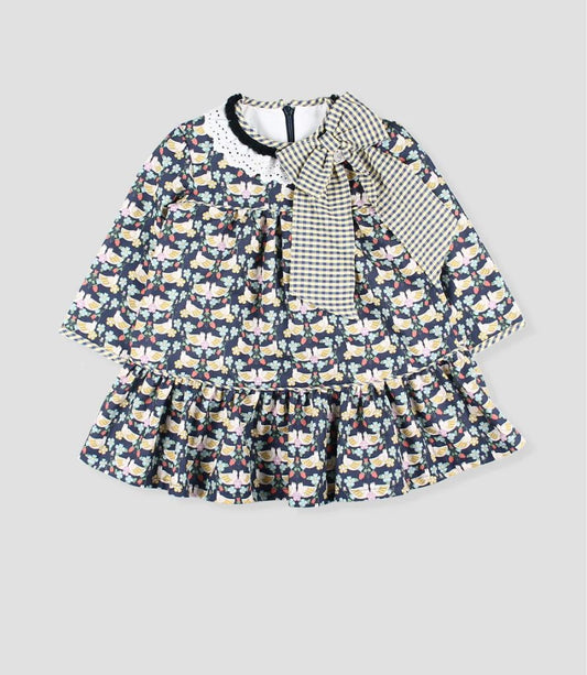 Vestido Marino Palomas Moño Foque