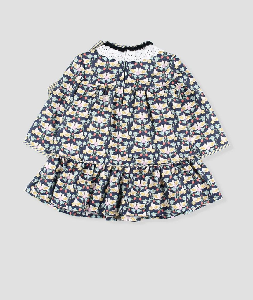 Vestido Marino Palomas Moño Foque