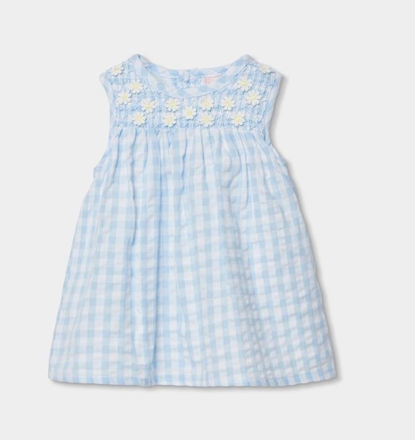 VESTIDO DE POPELÍN CUADROS DE BEBÉ