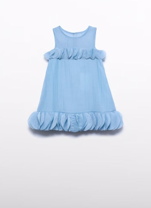 VESTIDO CELESTE HOJAS