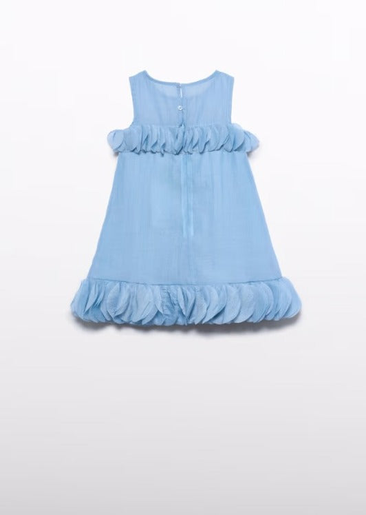 VESTIDO CELESTE HOJAS