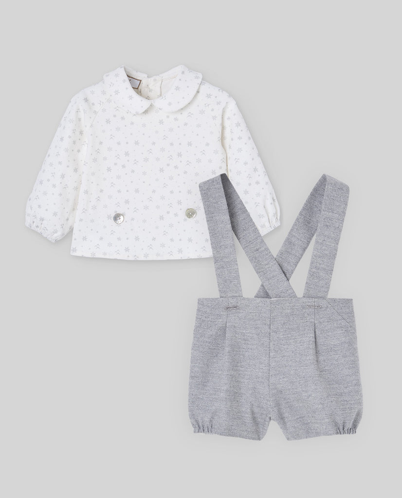 Conjunto Peto Gris Copos Paz Rodríguez