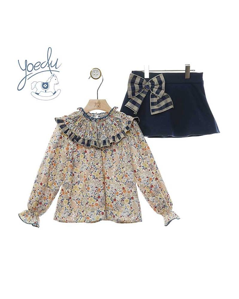 Conjunto Falda Short Flores Amarillas Yoedu