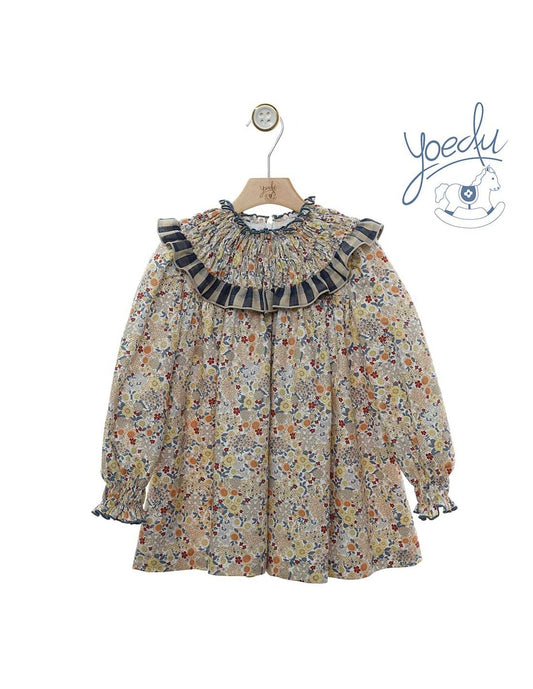 Vestido Flores Amarillas Cuadros Yoedu