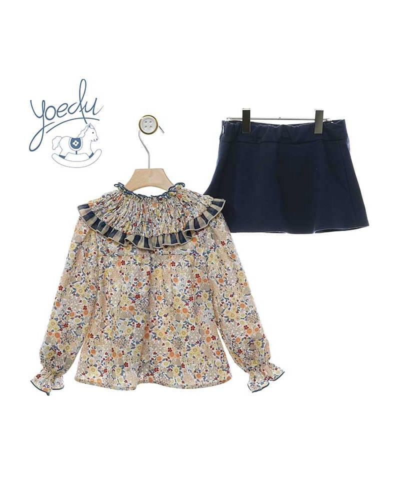 Conjunto Falda Short Flores Amarillas Yoedu