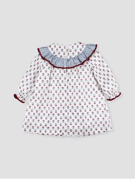 Vestido Flores Rojas Olan Cuadros Foque